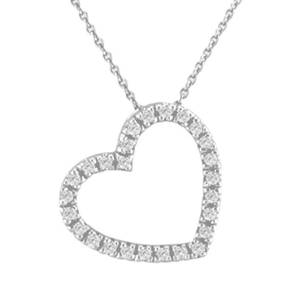 Diamond Heart Pendant Necklace 0.25 Carats 14K White