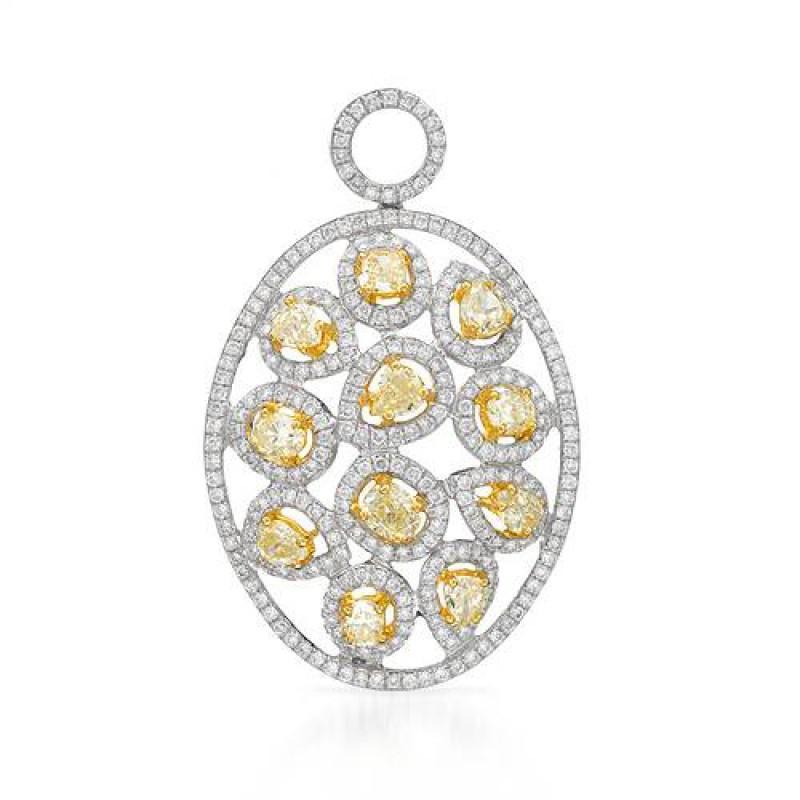 14K White Gold Yellow & White 2.89 Ct. Diamonds Pendant Necklace