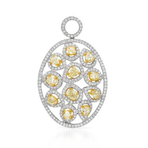 14K White Gold Yellow & White 2.89 Ct. Diamonds Pendant Necklace