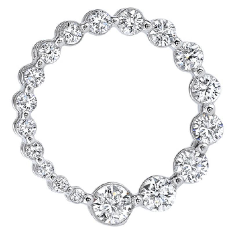 2 Carats Diamonds Circle Pendant White Gold 14K