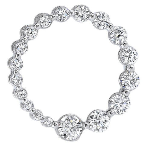 2 Carats Diamonds Circle Pendant White Gold 14K