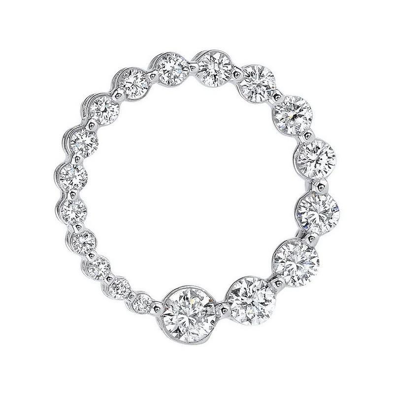 2 Carats Diamonds Circle Pendant White Gold 14K