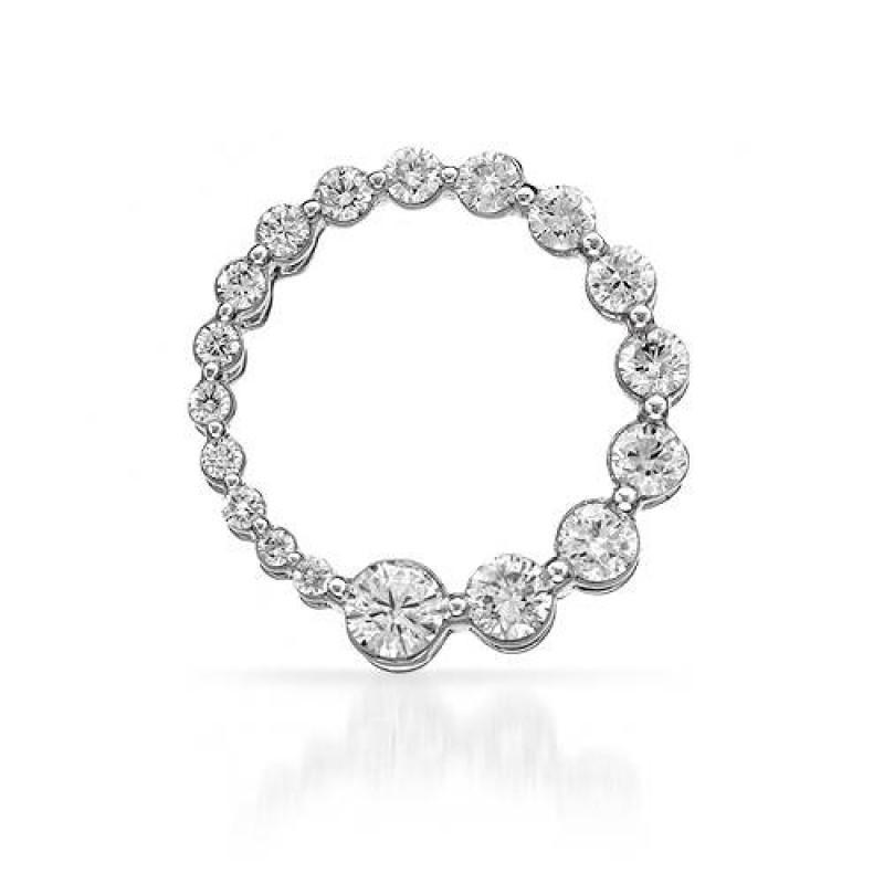 2 Carats Diamonds Circle Pendant White Gold 14K