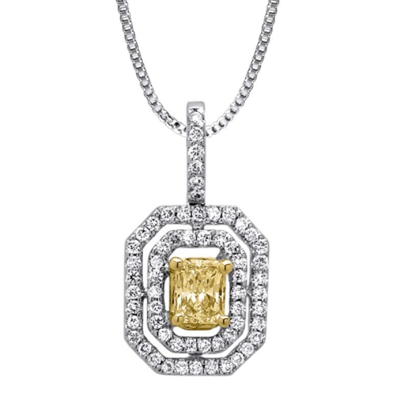 0.69 Carats Diamonds Pendant Womens Jewelry Two Tone Gold 18K