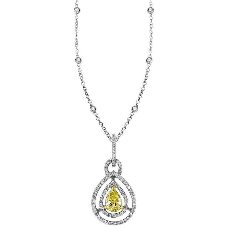 Diamond Women Pendant Two Tone Gold 18K Diamonds 0.61 Carats