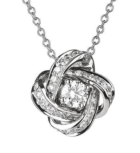 14K White Gold Sparkling 2 Carats Diamonds Pendant Necklace Jewelry