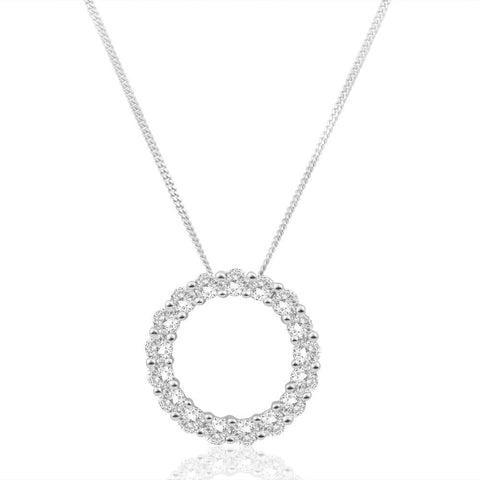 2.50 Carats Round Cut Diamonds Women Pendant Necklace White Gold 14K