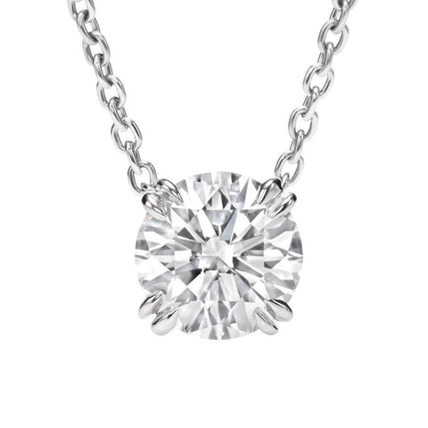 Solitaire G-Vs2 Round Diamond Necklace Pendant White Gold Jewelry