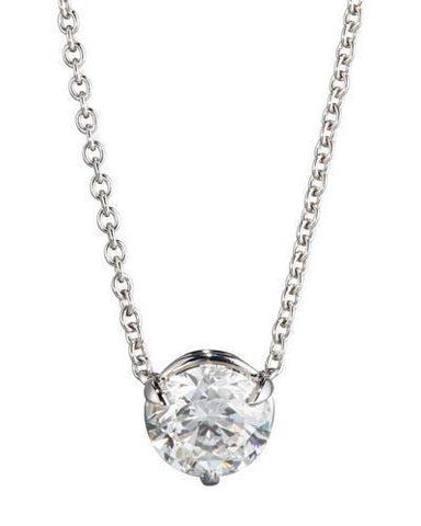 Round Shaped Diamond Ladies Necklace Pendant White Gold 0.75 Carats