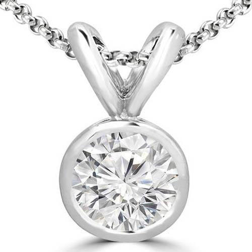 Sparkling 1.5 Carats Round Cut Diamond Necklace Pendant White Gold 14K