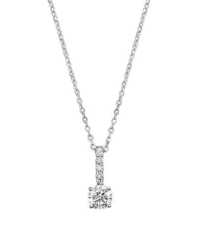 14K White Gold 0.75 Carats Round Cut Diamond Lady Necklace Pendant