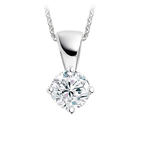 Women 1 Carats Solitaire Round Cut Diamond Necklace Pendant 14K White Gold