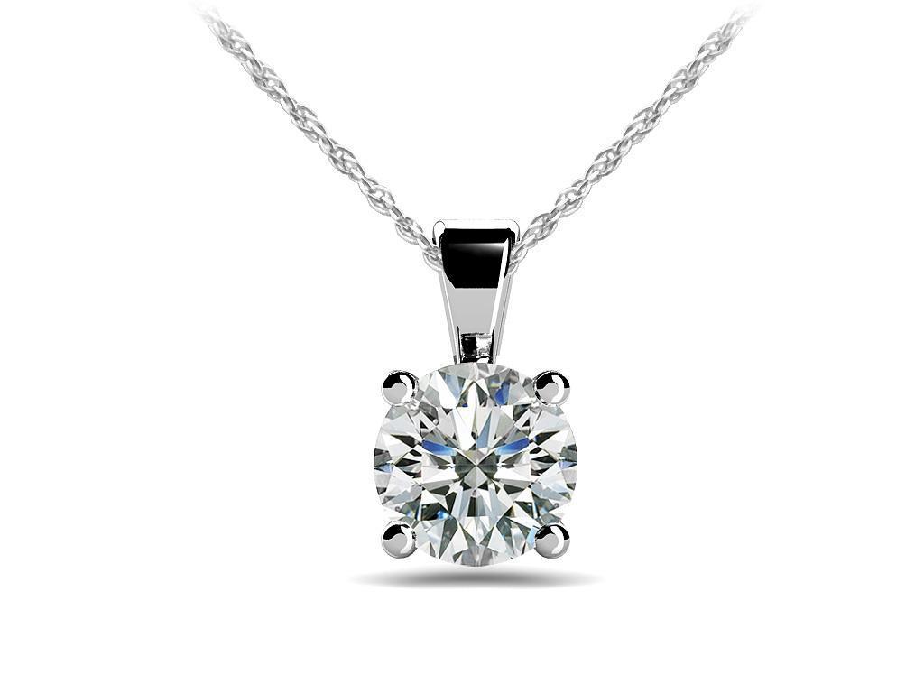 G Vs2 Solitaire Sparkling 1.00 Carat Diamonds Pendant Necklace Gold White 14K