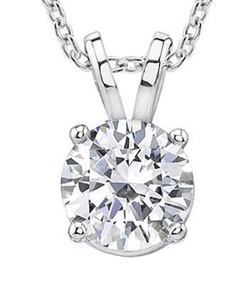 Big Round Cut 2.00 Carat Diamonds Necklace Pendant 14K White Gold New