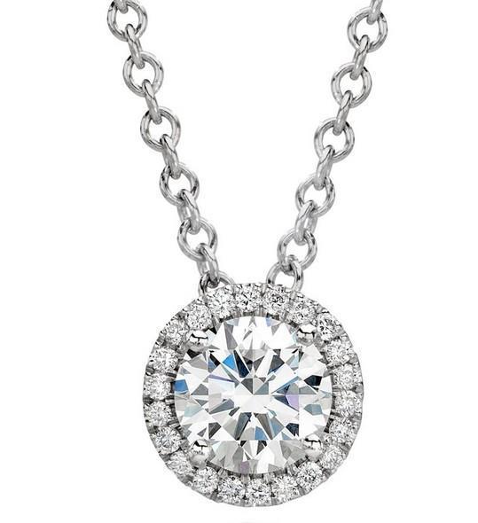1.70 Carats Round Brilliant Cut Diamonds Pendant Necklace White Gold 14K