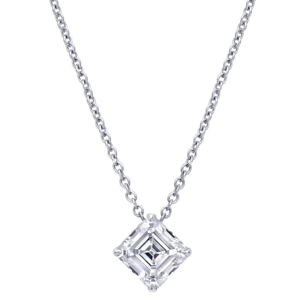1 Carats Natural Diamond Necklace Pendant White Gold Women Jewelry