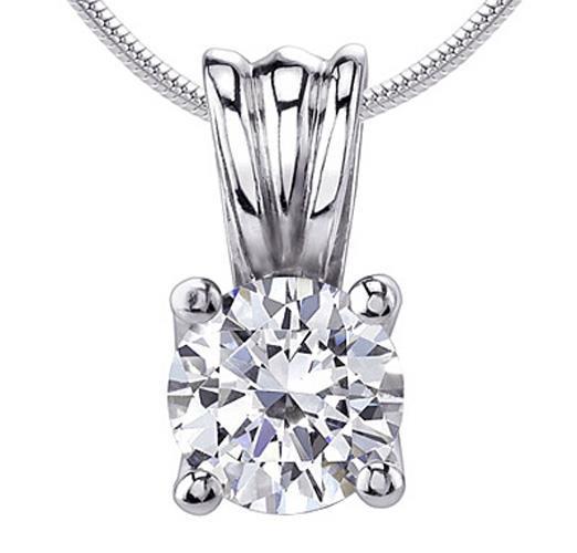 White Gold 14K G Vs2 1.00 Carat Diamond Pendant Necklace 14K White Gold