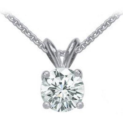 Solitaire 1.00 Carat Round Cut Diamond Necklace Pendant With Chain 14K Gold