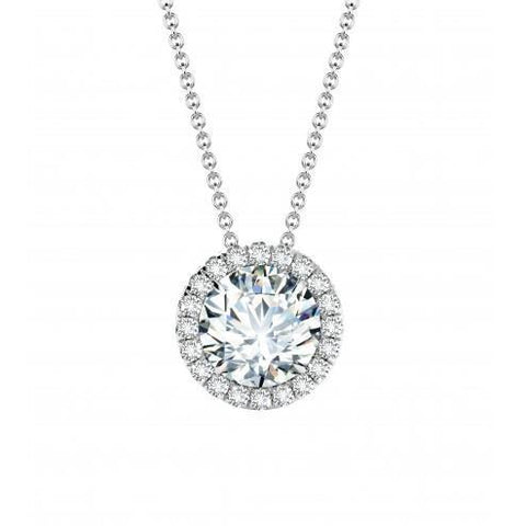 Prong Set 2.00 Carat Sparkling Diamonds Pendant Necklace White Gold 14K