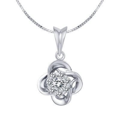 0.90 Carats Round Shaped Diamond Ladies Necklace Pendant White Gold 14K