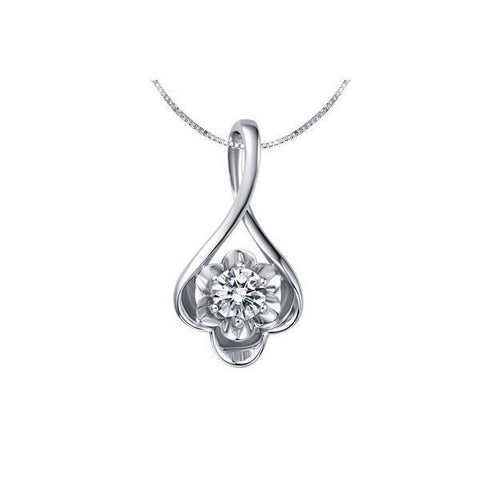 0.75 Carats G-Vs2 Round Diamond Necklace Pendant White Gold 14K