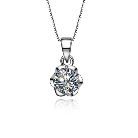 Sparkling 1 Carats Round Cut Diamond Necklace Pendant White Gold 14K