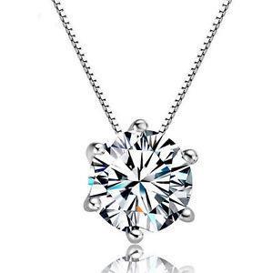 Round Shape 0.75 Carats Diamond Solitaire Pendant Solid White Gold 14K