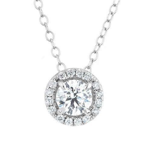 Round Cut 1.65 Carats Natural Diamonds Pendant Necklace White Gold 14K