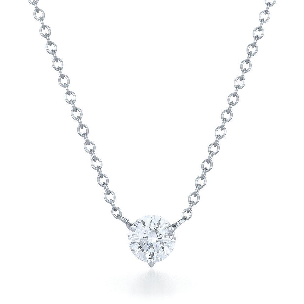 Round Cut Solitaire Diamond Necklace Pendant White Gold Nice  Jewelry