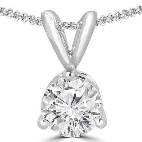 14K White Gold Brilliant Cut 1.50 Carat Diamonds Necklace Pendant New