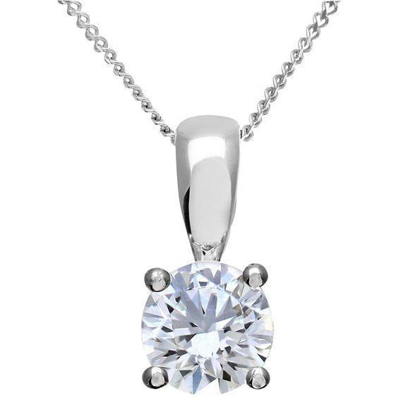 Women 1.00 Carat G Vs2 Diamond Pendant Necklace With Chain White Gold 14K