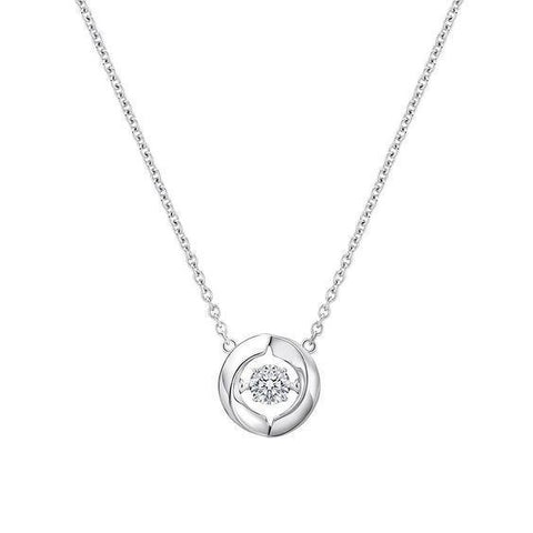 Women 14K White Gold Round Cut Diamond Fine Necklace Pendant 0.50 Carats