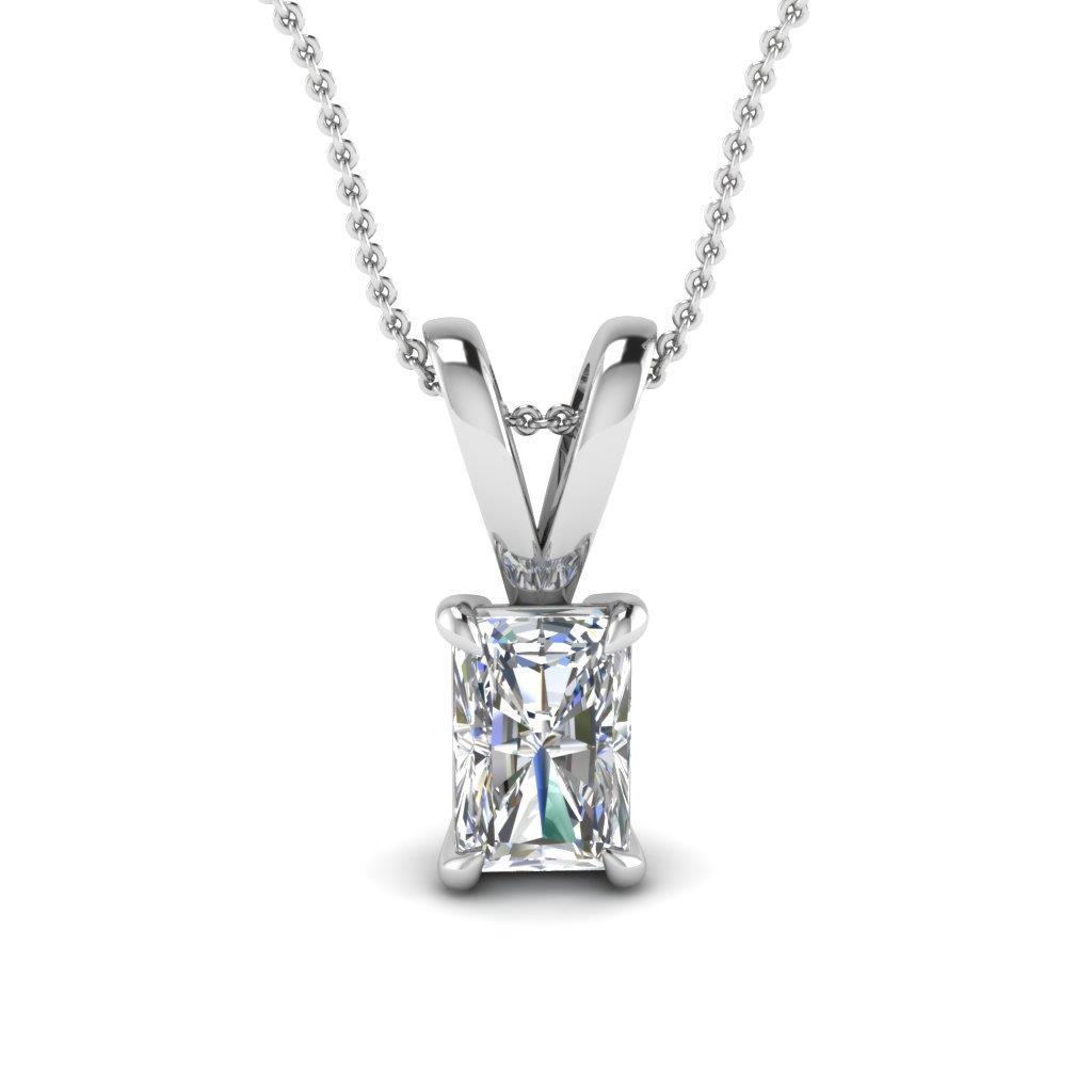 1.50 Carat Radiant Cut Sparkling G Vs2 Diamond Pendant Necklace 14K Gold
