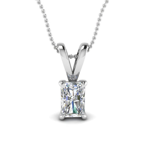 1.50 Carat Radiant Cut Sparkling G Vs2 Diamond Pendant Necklace 14K Gold