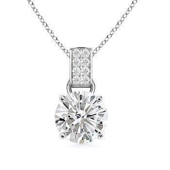 14K White Gold 1.30 Carats Round Diamond Women Necklace Pendant
