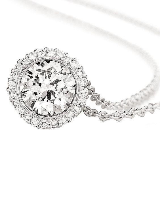 2 Carats Round Cut Halo Diamond Necklace Pendant White Gold 14K