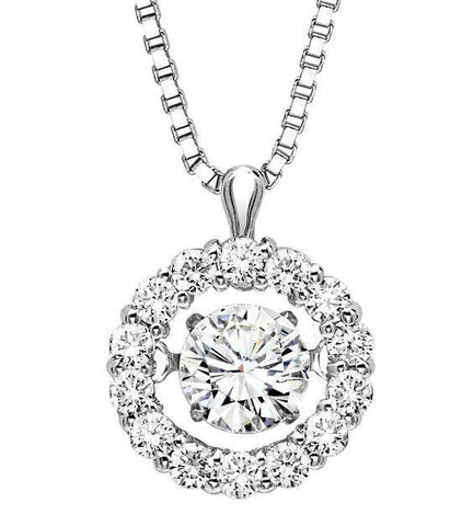Diamonds Lady Pendant 1.85 Carats Prong Set Necklace 14K White Gold New