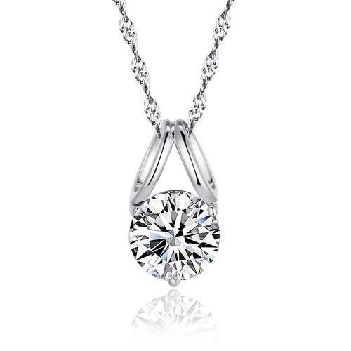 Solitaire Round Cut Diamond Necklace Pendant White Gold Fine Jewelry