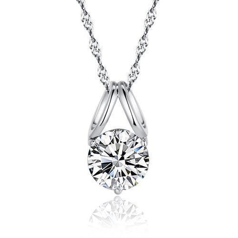 Solitaire Round Cut Diamond Necklace Pendant White Gold Fine Jewelry