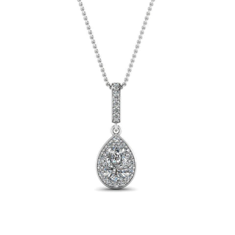 1.20 Carats G-Vs2/Vvs1 Diamond Necklace Pendant Gold White Jewelry