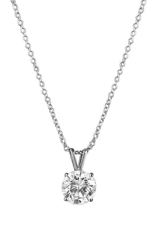 Solitaire 0.75 Carat Diamond Pendant Necklace With Chain Gold White 14K