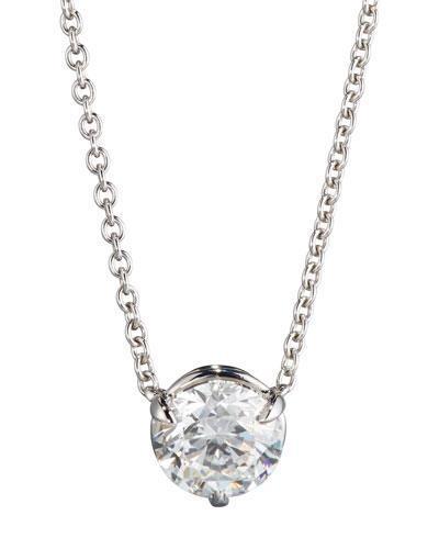 Necklace Pendant With Chain 1.00 Carat Sparkling Diamonds 14K White Gold