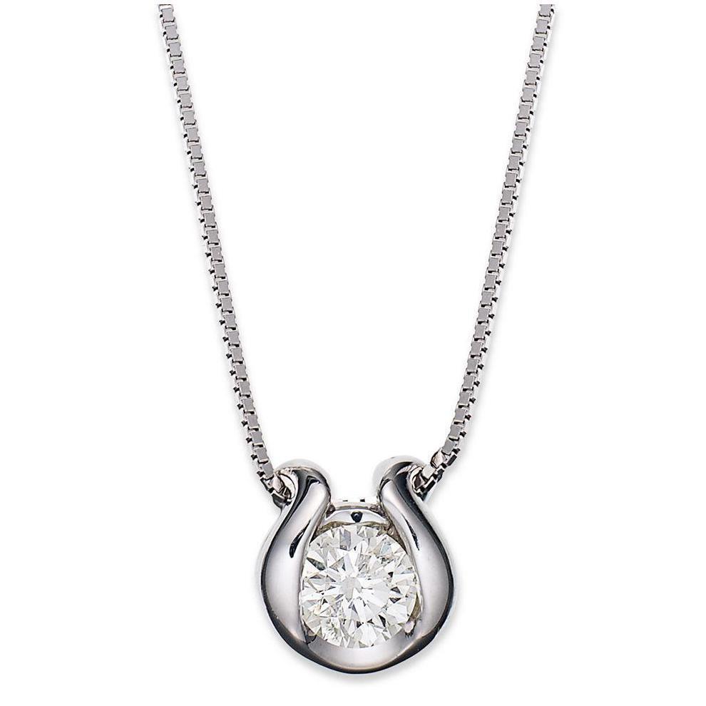 Round Brilliant Cut 0.50 Carat Diamond Lady Pendant Necklace White Gold 14K