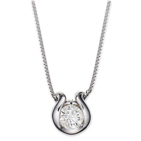 Round Brilliant Cut 0.50 Carat Diamond Lady Pendant Necklace White Gold 14K