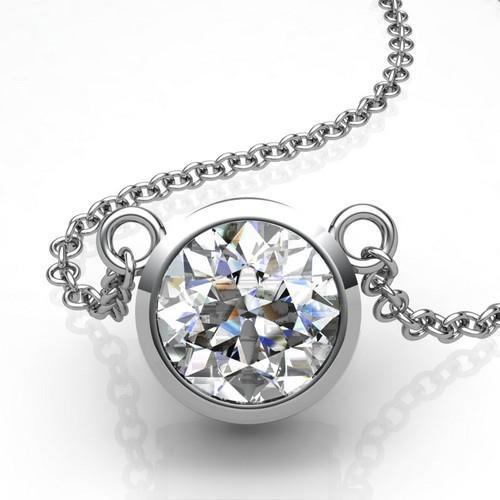 White Gold 14K Sparkling 1.50 Carat Diamond Women Pendant Necklace New