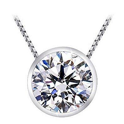 Sparkling Big G Vs2 Round 2.00 Carat Diamond Necklace Pendant Gold White 14K
