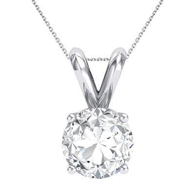4 Prong Set G Vs2 Sparkling 1.00 Carat Diamond Necklace Pendant Gold White 14K