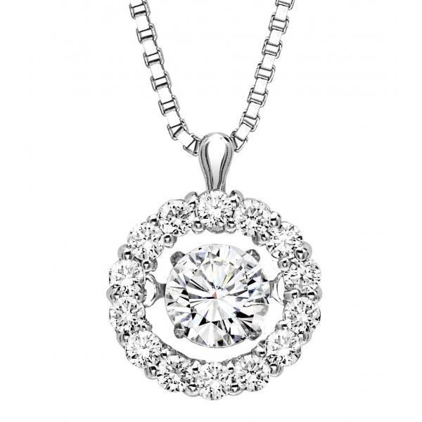 Diamond Necklace Pendant Round Cut 1.40 Carats White Gold 14K