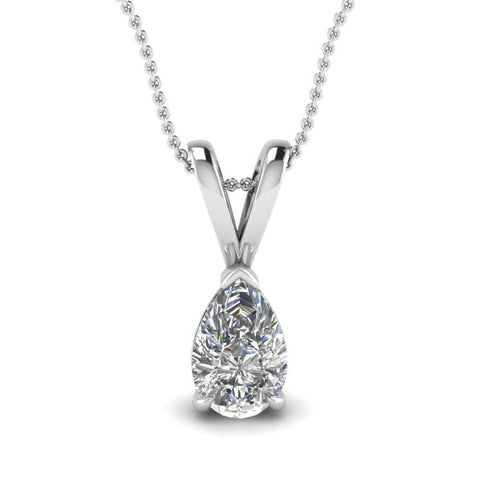 Prong Set Solitaire Pendant Necklace 1.00 Carats White Gold 14K