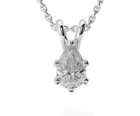 2 Carats Solitaire Diamond Necklace Pendant White Gold 14K